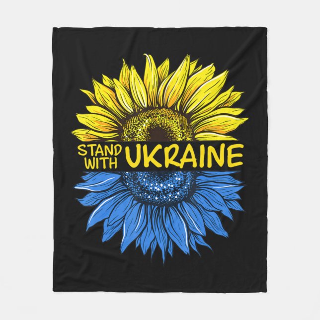 Sunflower Ukrainian I Stand With Ukraine Love Ukra Fleece Blanket (Front)