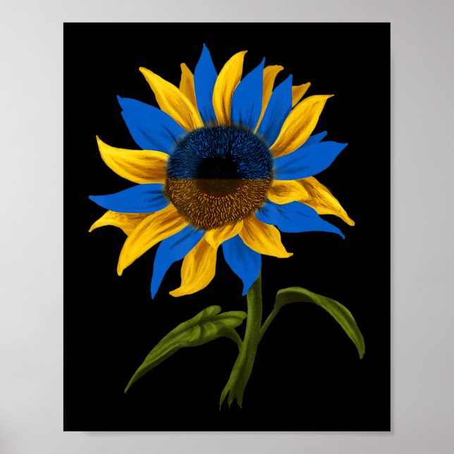 Sunflower Ukrainian Ukraine Flag Stand With Ukrain Poster (Front)