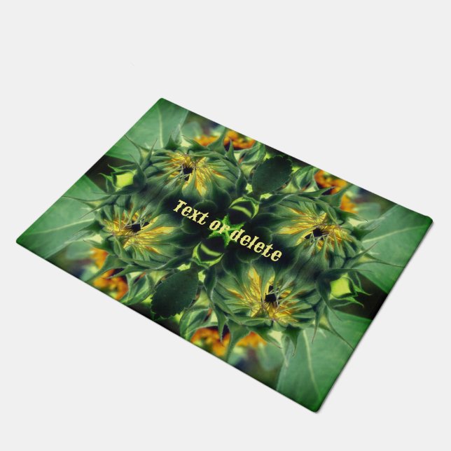 Sunflower Unfolding Abstract Personalised Doormat (Angled)