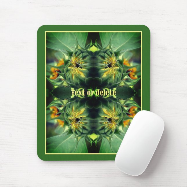 Sunflower Unfolding Abstract Personalised Mouse Mat (With Mouse)
