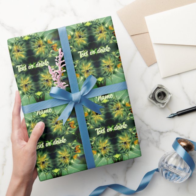 Sunflower Unfolding Abstract Personalised Wrapping Paper (Gifting)