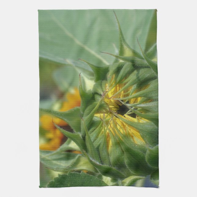 Sunflower Unfolding Floral   Tea Towel (Vertical)