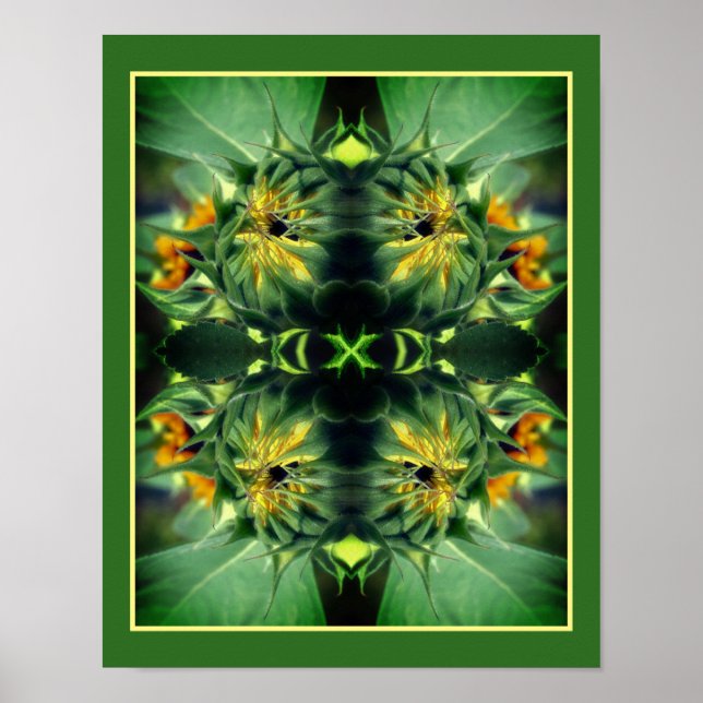 Sunflower Unfolding Mirror Abstract Poster (Front)