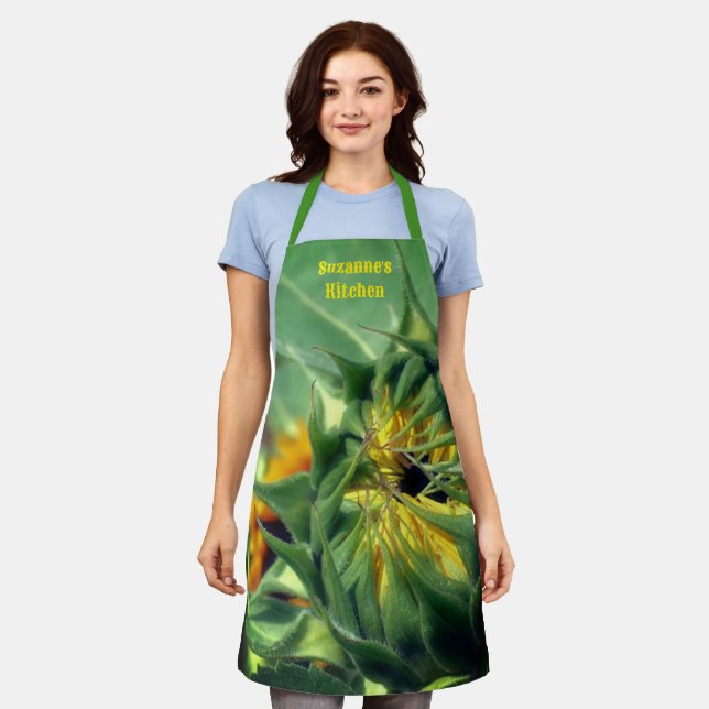 Sunflower Unfolding  Personalised Apron (Worn)