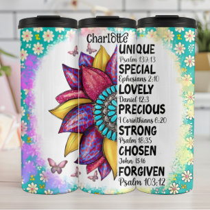 Sunflower: Unique, Loved, Biblically Affirmed Thermal Tumbler