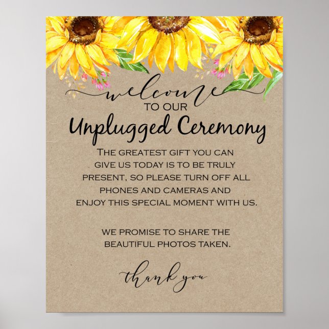 Sunflower Unplugged Wedding Poster (Front)