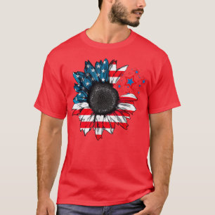 Sunflower US american flag on 4th of july T-Shirt