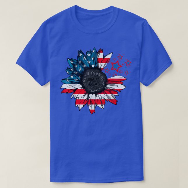 Sunflower US american flag on 4th of july  T-Shirt (Design Front)