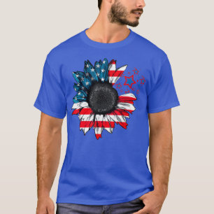 Sunflower US american flag on 4th of july  T-Shirt