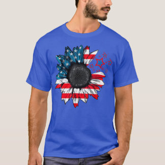 Sunflower US american flag on 4th of july  T-Shirt