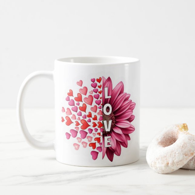 Sunflower Valentine's Day Coffee Mug-Romantic Gift Coffee Mug (With Donut)