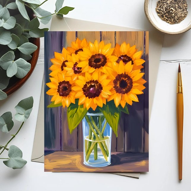 Sunflower Vase | Yellow Flower Watercolor Card (Creator Uploaded)