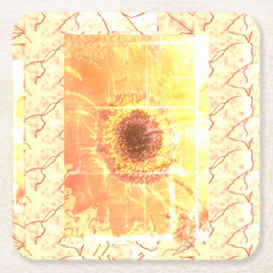 Sunflower Vendredi Square Paper Coaster