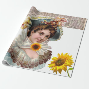 Sunflower Victorian Matte Wrapping Paper