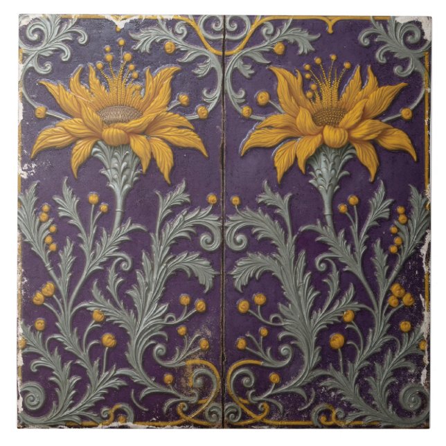 Sunflower Vignettes in Violet Tile (Front)