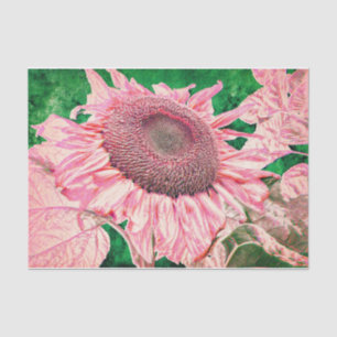 Sunflower Vintage Bright Pink Green Decoupage Tissue Paper
