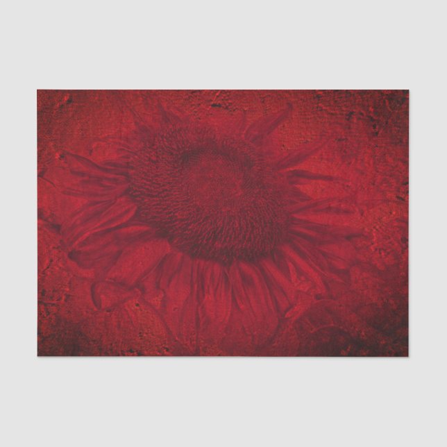 Sunflower Vintage Bright Red Texture Decoupage Tissue Paper (Front)
