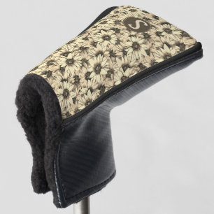 Sunflower Vintage Charm Sepia Golf Putter Cover