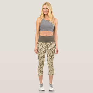 Sunflower Vintage Charm Sepia Tone Capri Leggings