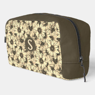 Sunflower Vintage Charm Sepia Tone Cosmetic Bag
