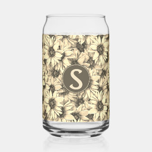 Sunflower Vintage Charm Sepia Tone Drinking Glass