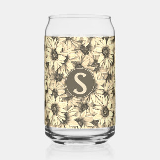 Sunflower Vintage Charm Sepia Tone Drinking Glass