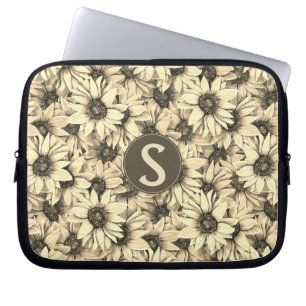 Sunflower Vintage Charm Sepia Tone Laptop Bag