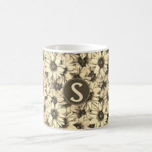 Sunflower Vintage Charm Sepia Tone Mug
