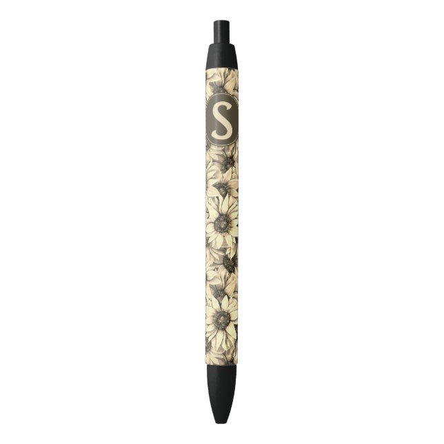 Sunflower Vintage Charm Sepia Tone Pen (Front Vertical)