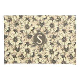 Sunflower Vintage Charm Sepia Tone Pillowcase