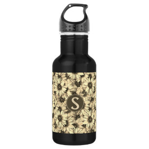 Sunflower Vintage Charm Sepia Tone Water Bottle