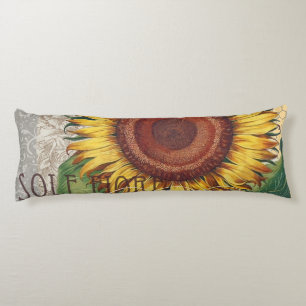 Sunflower Vintage Damask Flower Art Body Cushion