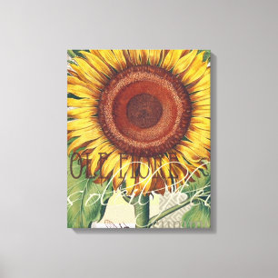Sunflower Vintage Damask Flower Art Canvas Print