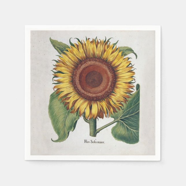Sunflower Vintage Damask Flower Art Napkin (Front)