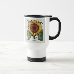 Sunflower Vintage Damask Flower Art Travel Mug