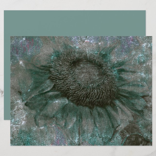 Sunflower Vintage Green Grunge Texture Decoupage (Front/Back)