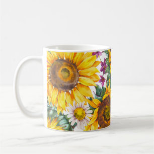 Sunflower Vintage: Summer Yellow Bloom. Coffee Mug