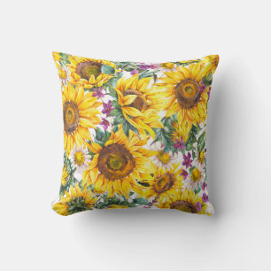 Sunflower Vintage: Summer Yellow Bloom. Cushion