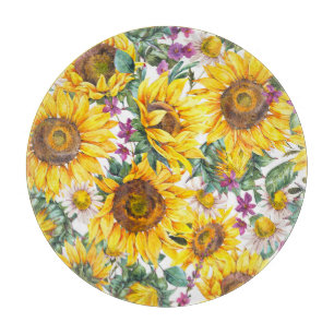 Sunflower Vintage: Summer Yellow Bloom. Cutting Board