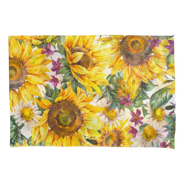 Sunflower Vintage: Summer Yellow Bloom. Pillowcase (Front)