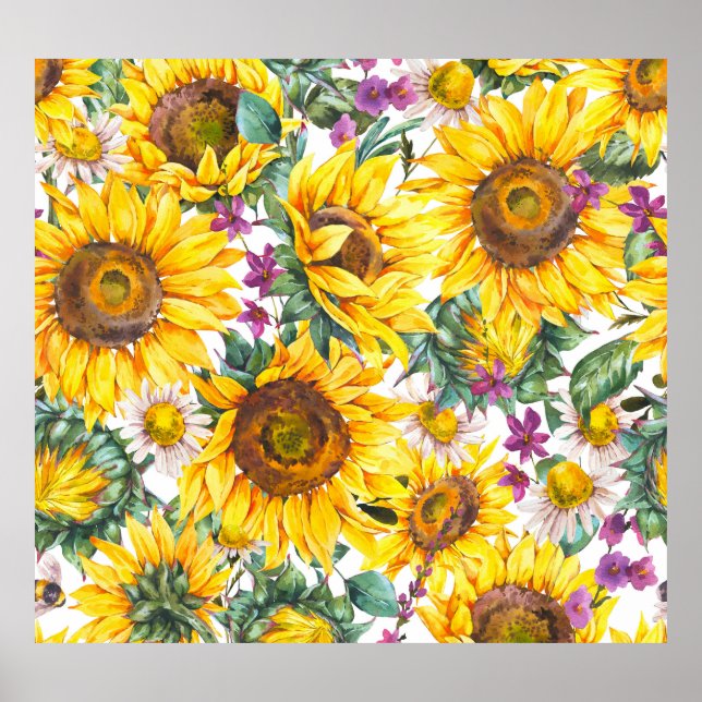 Sunflower Vintage: Summer Yellow Bloom. Poster (Front)