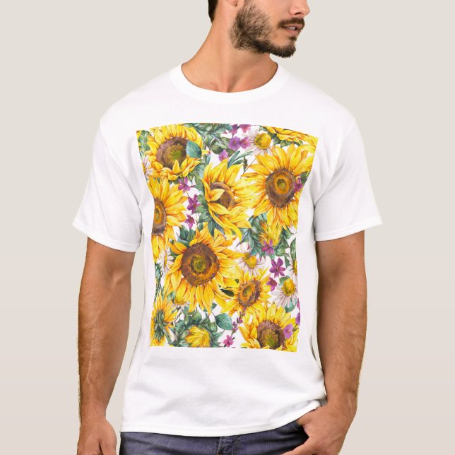 Sunflower Vintage: Summer Yellow Bloom. T-Shirt (Front)
