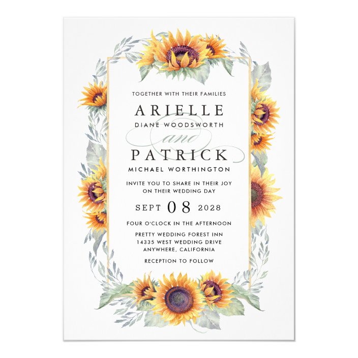 Sunflower Vintage Watercolor Wedding Invitations Zazzle