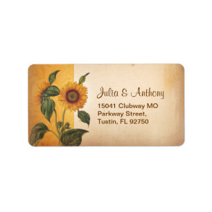 sunflower vintage wedding address labels