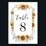 Sunflower Vintage Wedding Table Number Cards<br><div class="desc">Sunflower Vintage Wedding Table Number Cards - features elegant watercolor sunflowers with light green greenery intertwined over a unique text box.</div>