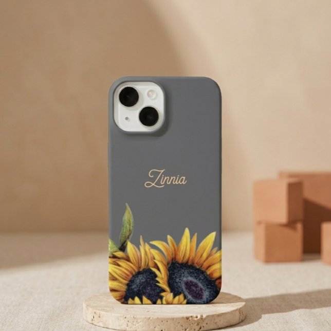 Sunflower Viral Modren Minimal Initial Phone Case (Creator Uploaded)