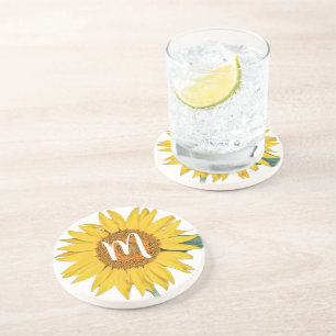 Sunflower w/Monogram Coaster
