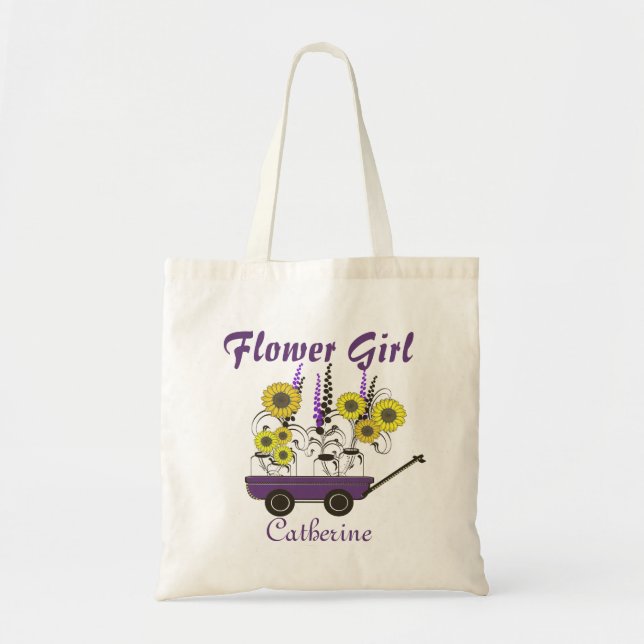 Sunflower Wagon Flower Girl Tote Bag (Front)