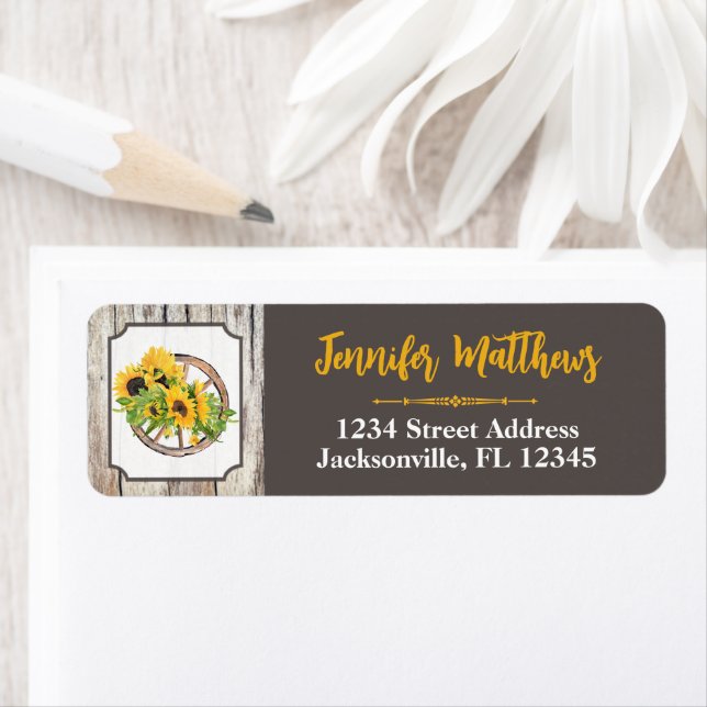 Sunflower, Wagon Wheel Bridal Shower Address (Insitu)
