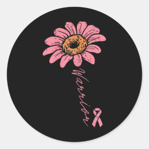 Sunflower Warrior Pink Ribbon Breast Cancer Awaren Classic Round Sticker